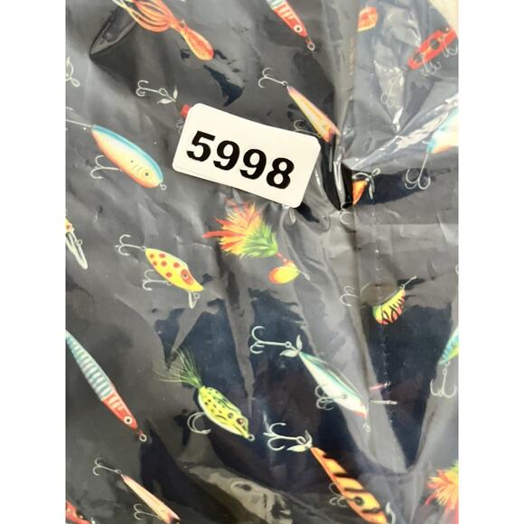 RSVLTS Fishing Lures Camp Shirt Mens XL "Lure 'em in" Navy Blue Button Kunuflex - Picture 12 of 12